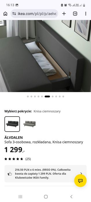Wersalka ikea z funkcją spania
