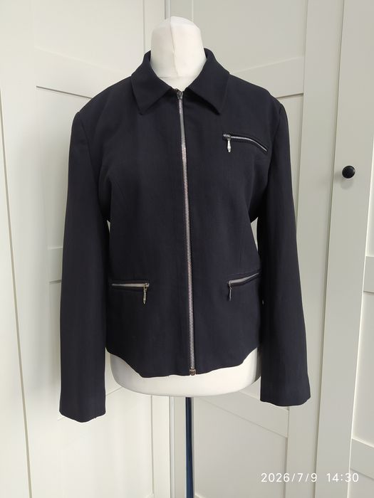 Marynarka żakiet kurtka zip suwak elegancka codzienna Ecco vintage avant garde 10 M 38 12 L 40