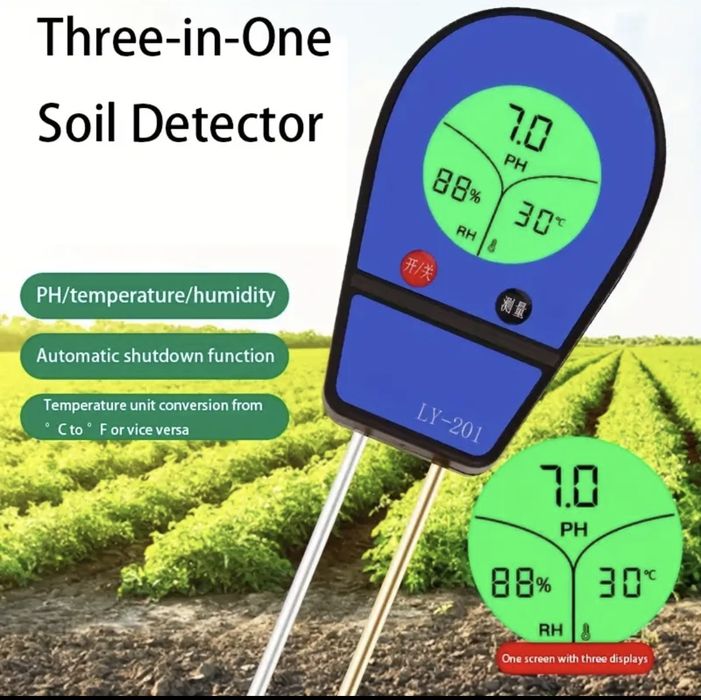 Цифровий Тестер Грунту з pH, Температури та Вологи