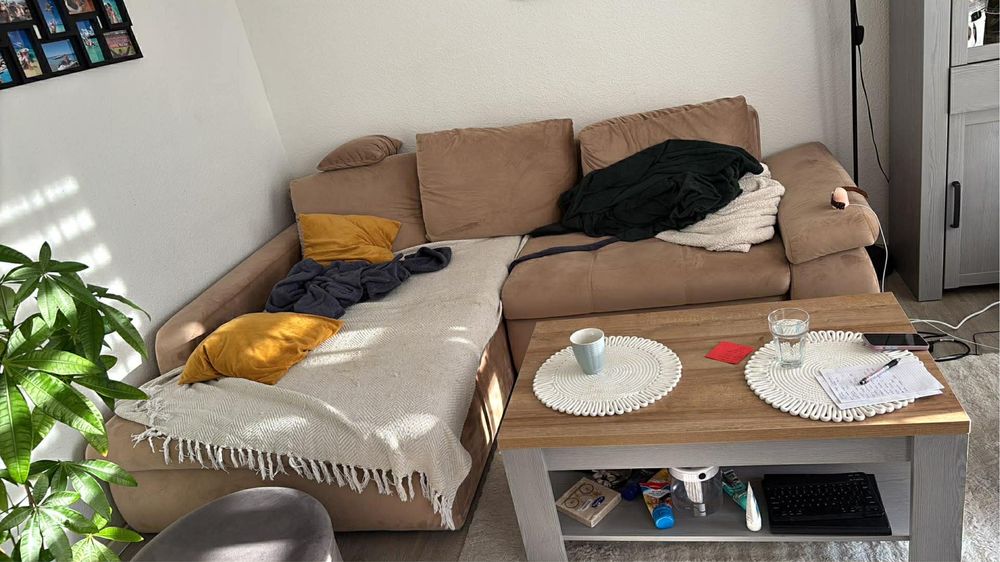 Narożnik z funkcją spania, prawa strona, welur