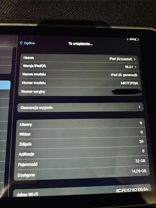 Tablet Apple iPad 6th super stan srebrny