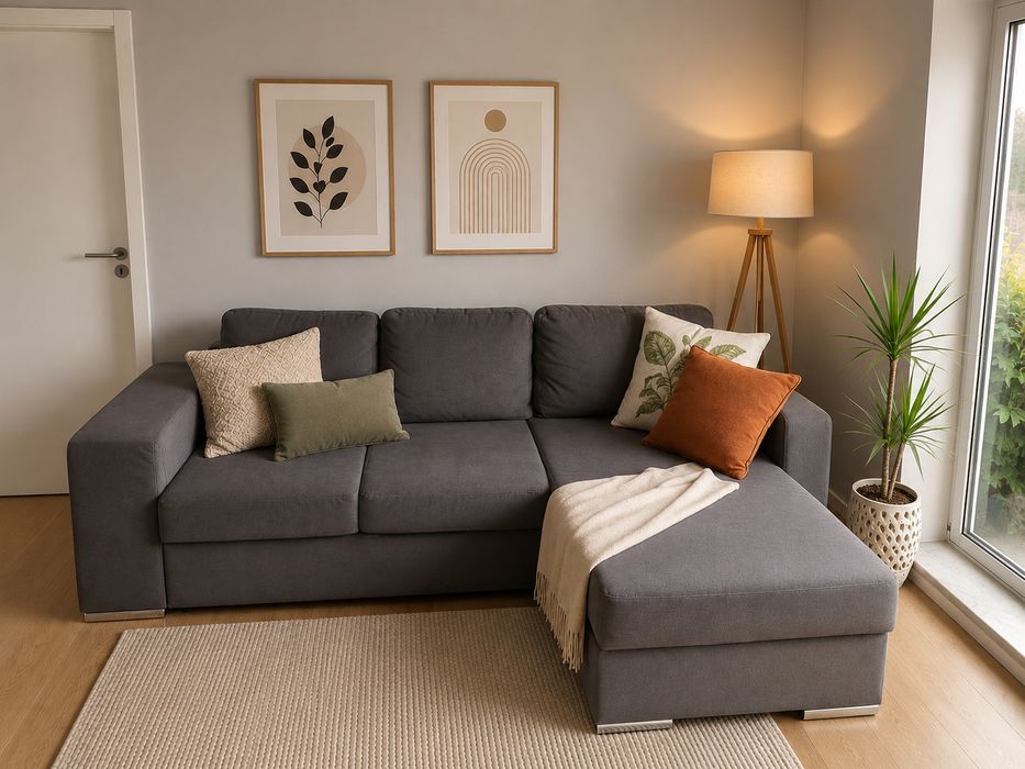 Sofá com Chaise longue cinzento escuro