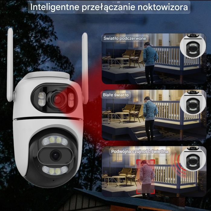 Kamera WiFi 8MP Obrotowa IP66 iCsee 2 obiektywy
