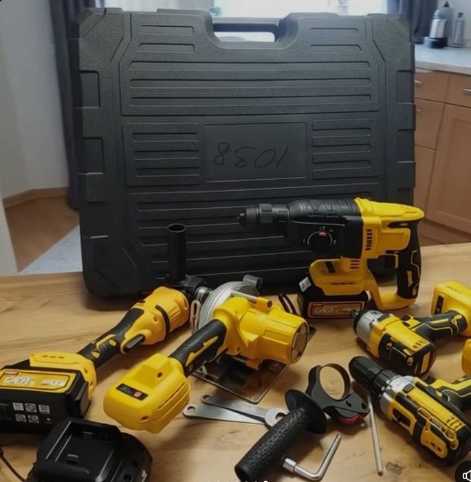 Набір інструментів 5 в 1 шуруповерт болгарка перфоратор