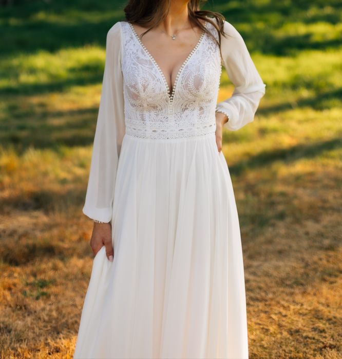 Suknia ślubna w stylu Boho 36 S/ 178cm