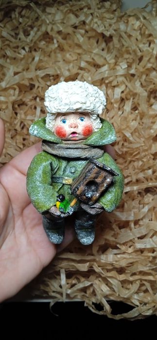 Ватная игрушка на ёлку ручной работы из ваты мальчик ребенок детки