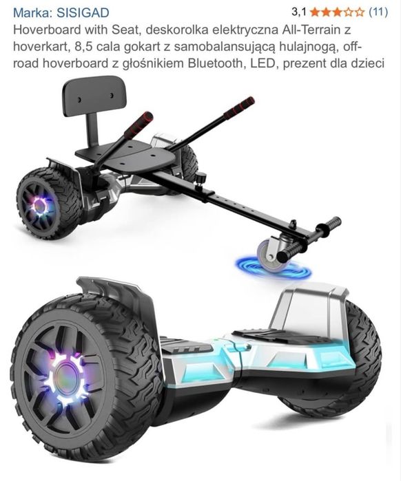 Sprzedam Hoverboard with Seat, deskorolka elektryczna, nie wysyłam odbior osobisty