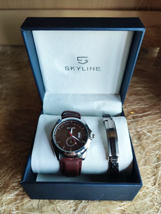 Conjunto Relógio e pulseira homem Castanho da Skyline