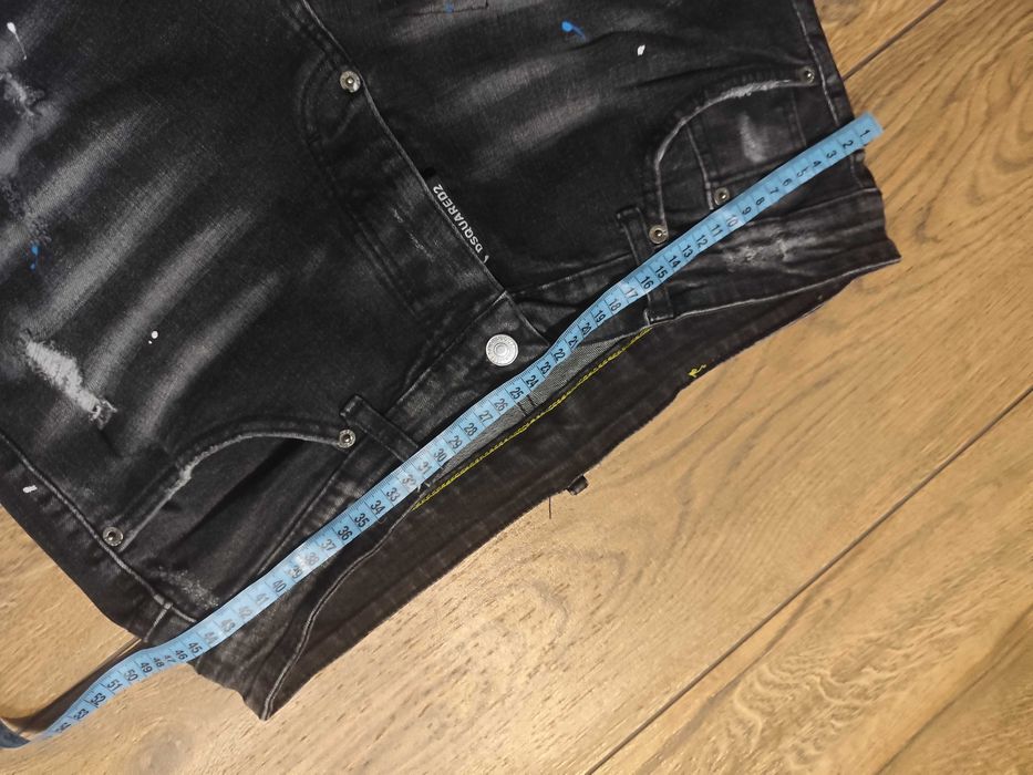 Nowe męskie jeansy dsquared 52 xl czarne 34 przetarcia