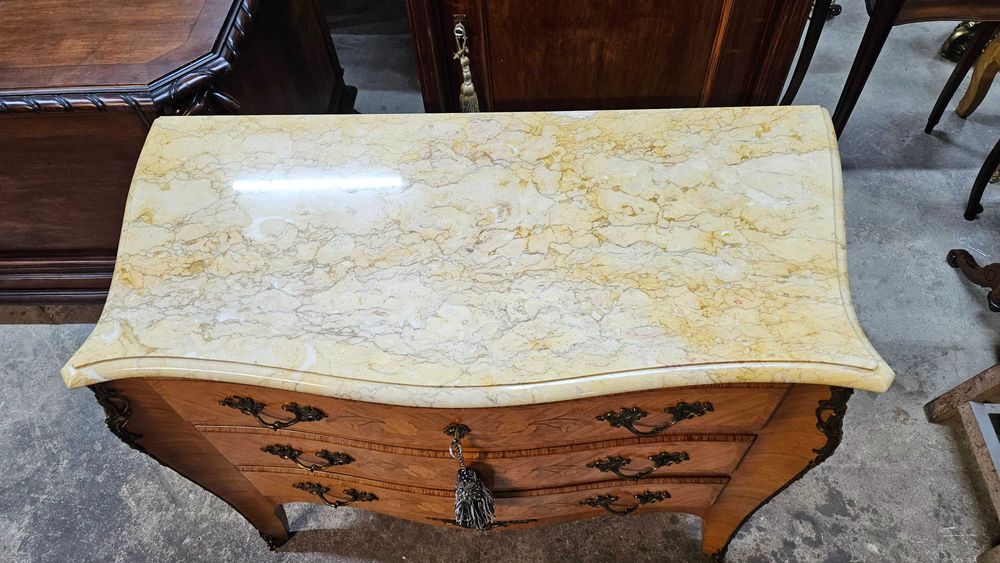 Antyk  Stara Piękna Komoda masywna beczka z marmurem nr1