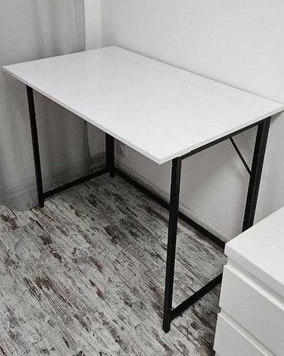 Раскладной компьютерный стол в стиле лофт белый
