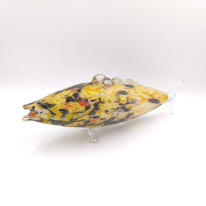 Szklana Kolorowa Ryba 44 cmPRL Figurka
