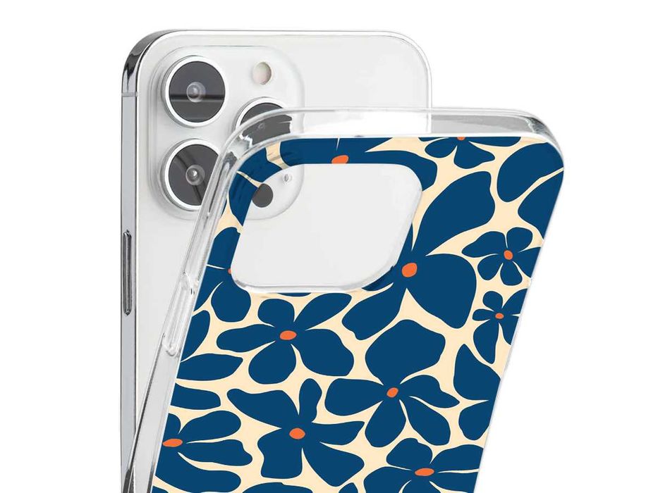 Capas silicone Flores azuis e brancas Matisse para iPhone