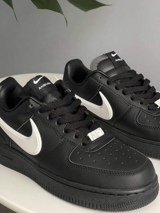 Кросівки Кроссовки Nike Air Force x Ambush Black White Swoosh Кросовки повсякденні