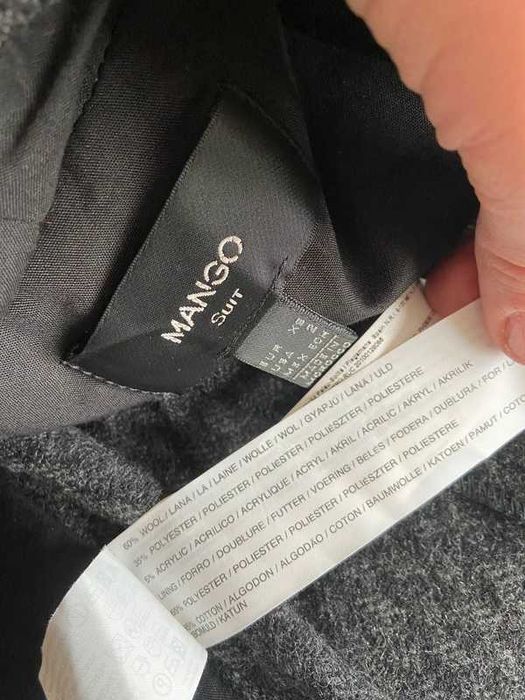 Marynarka tkana tekstura żakiet bolero mng mango xs s welna wool 34 36