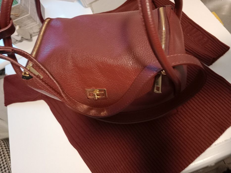 Torebki skóra naturalna licowa bordowa i fango