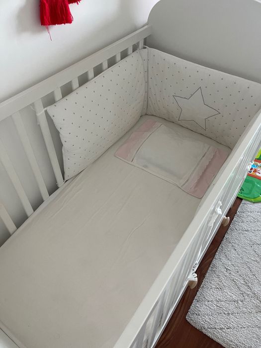 Berço c/gavetão branco e colchão 60x120 cm