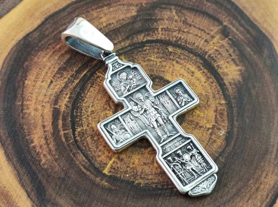 Серебряный крестик, мужской с архангелом Михаилом. Хрест срібний 925