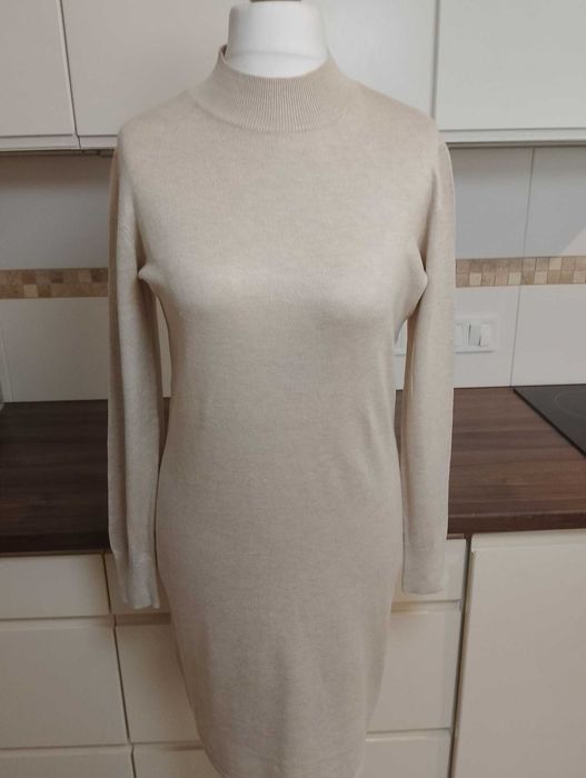 Esmara by Heidi Klum 38/40 beżowy dlugi sweterek sukienka wiskoza