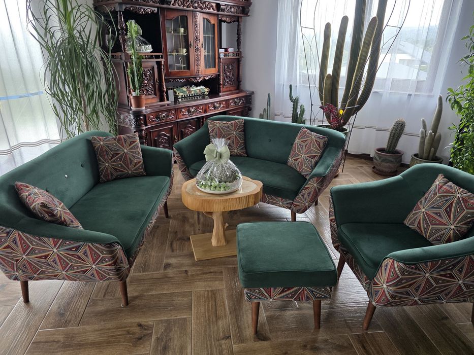Wypoczynek 2x sofa, fotel  i pufa