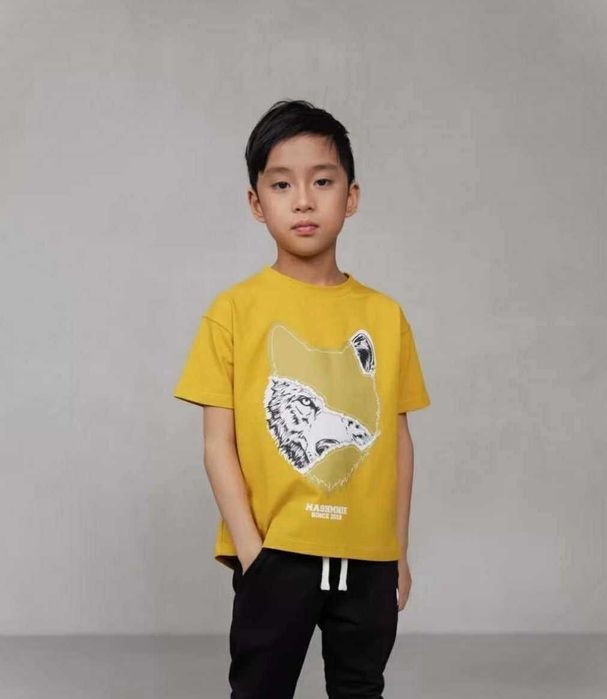 T-shirt pomarańczowy Wilk MashMnie 104/110