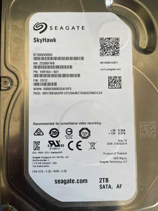 HDD Seagate SkyHawk 2TB com Defeitos SMART