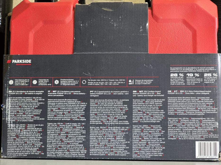 Aparafusadora impacto 20v parkside bits