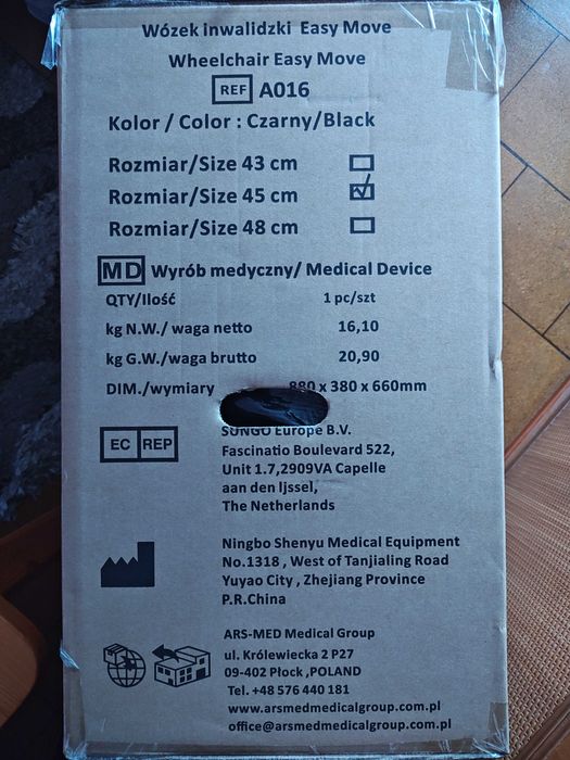 Aluminiowy Wózek Inwalidzki - Easy Move A016