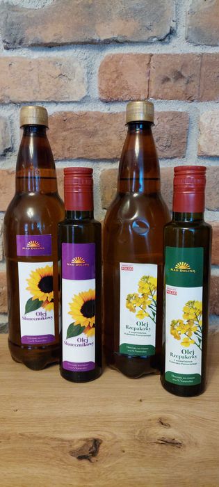 Olej tłoczony na zimno z nasion słonecznika i rzepaku nierafinowany