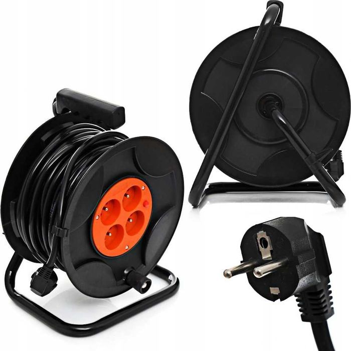 Przedłużacz bębnowy 50m 3x2,5 na bębnie 4 gniazda ogrodowy budowlany