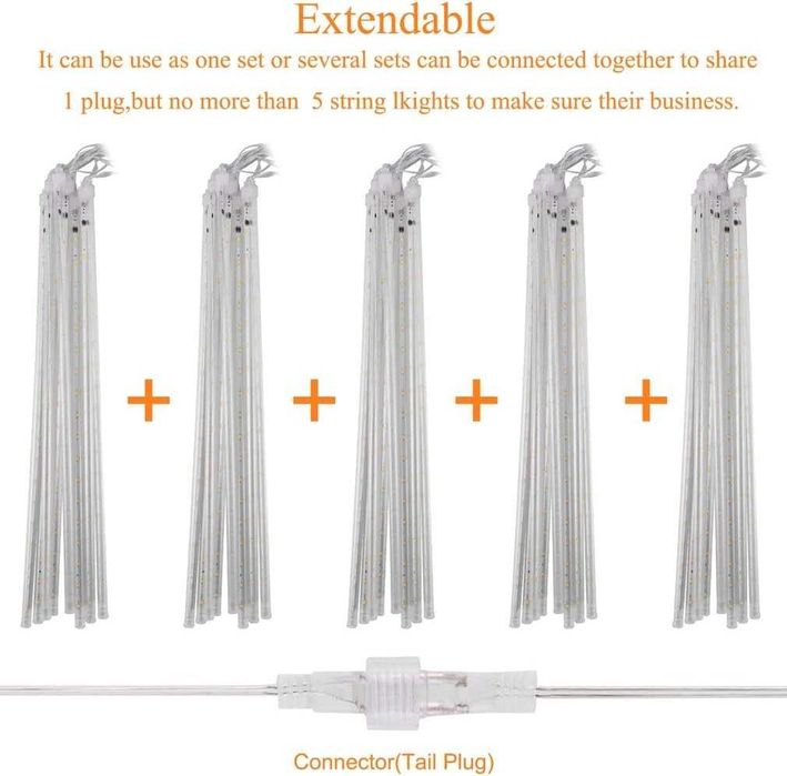 spadające sople padający śnieg lampki LED na balkon okno