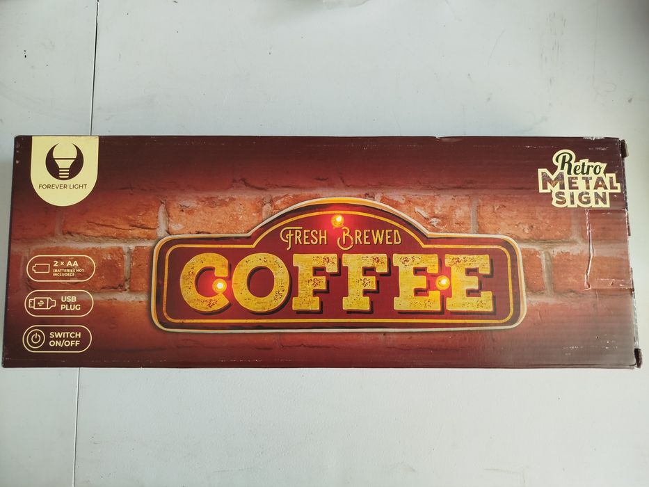 Tablica   podświetlana metalowa   neon   LED  COFFE   .Retro