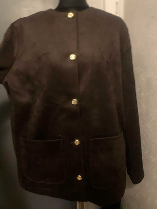 H&M kurtka marynarka wdzianko narzutka oversize eco zamsz czekoladowa