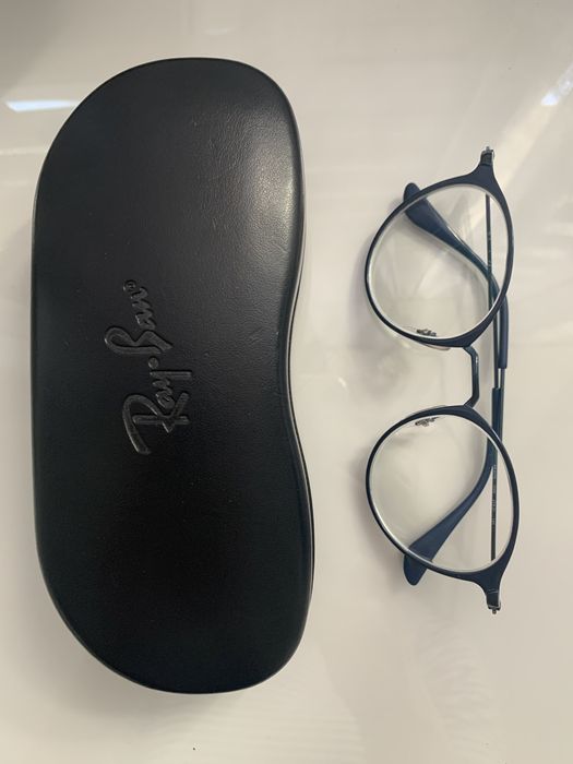 Ray Ban granatowe oprawki korekcyjne, okulary i etui