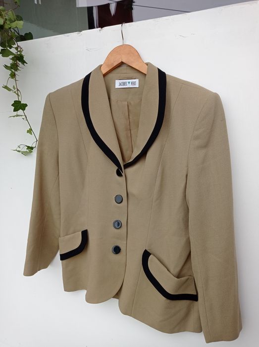 Żakiet chanelka vintage 42 XL retro oliwkowy