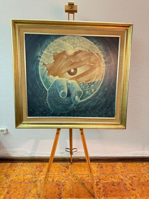 Pintura a oleo de  António Duarte Leite, 1984. "Tu, o meu único erro"