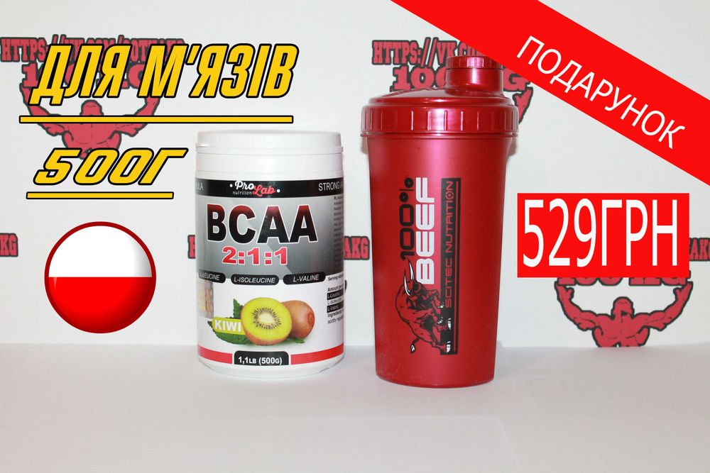 Для М'ЯЗІВ BCAA ProLab Nutrition 2:1:1 500g +ПОДАРУНОК! БЦАА, Протеїн.