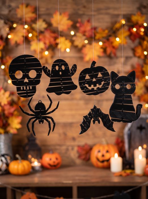Decoração de Halloween articulada com 6 personagens