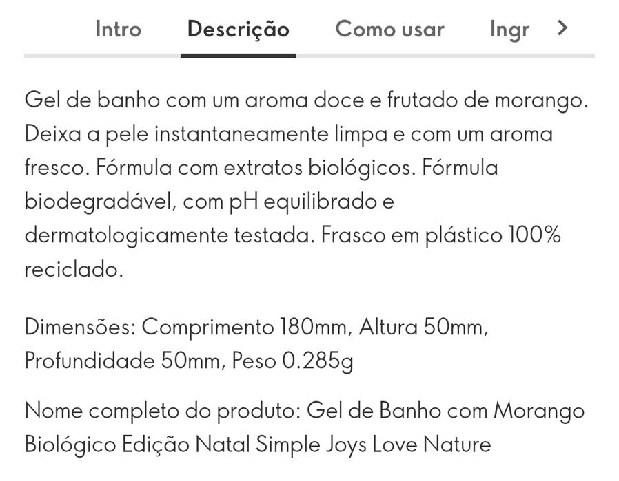 Gel de Banho com Morango Biológico 250ml Oriflame