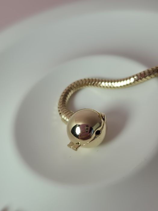 Złota bransoletka typu Pandora gładka kulka 18,5 cm  p. 585