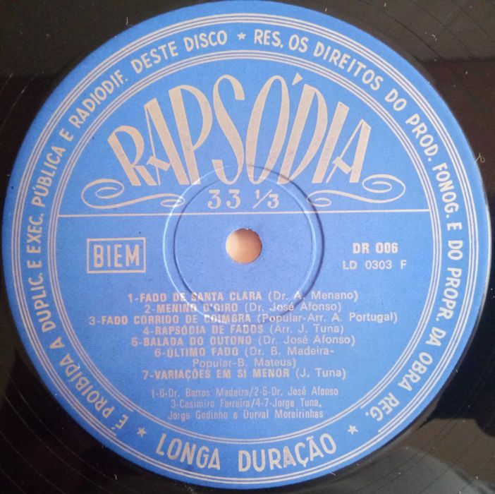 José Afonso, Barros Madeira, etc. - - - - - Coimbra Serenade	- - - 	LP