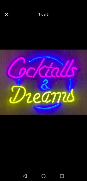 Neon cocktails dreams letreiro luminoso