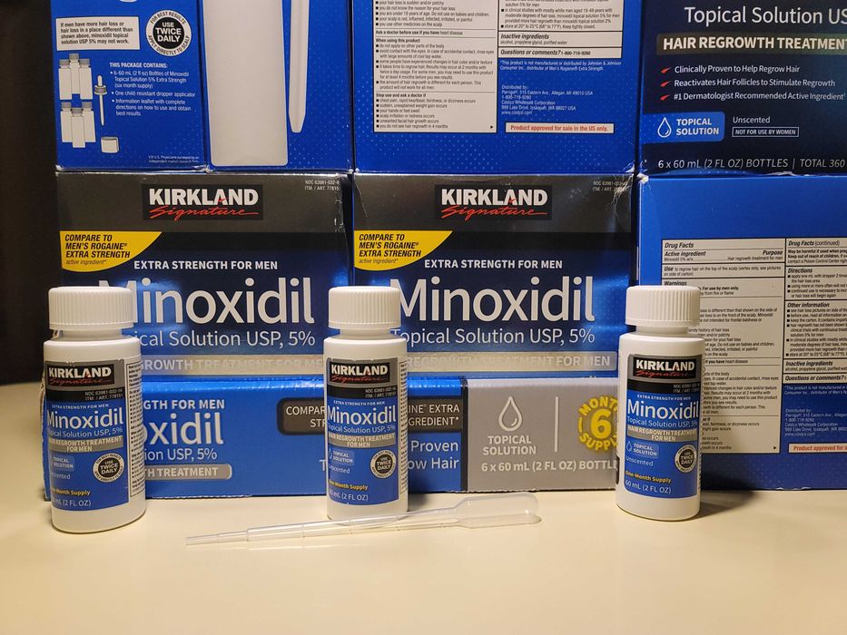 3X60ml Minoxidil Kirkland 5% calvície força extra cabelo de homens