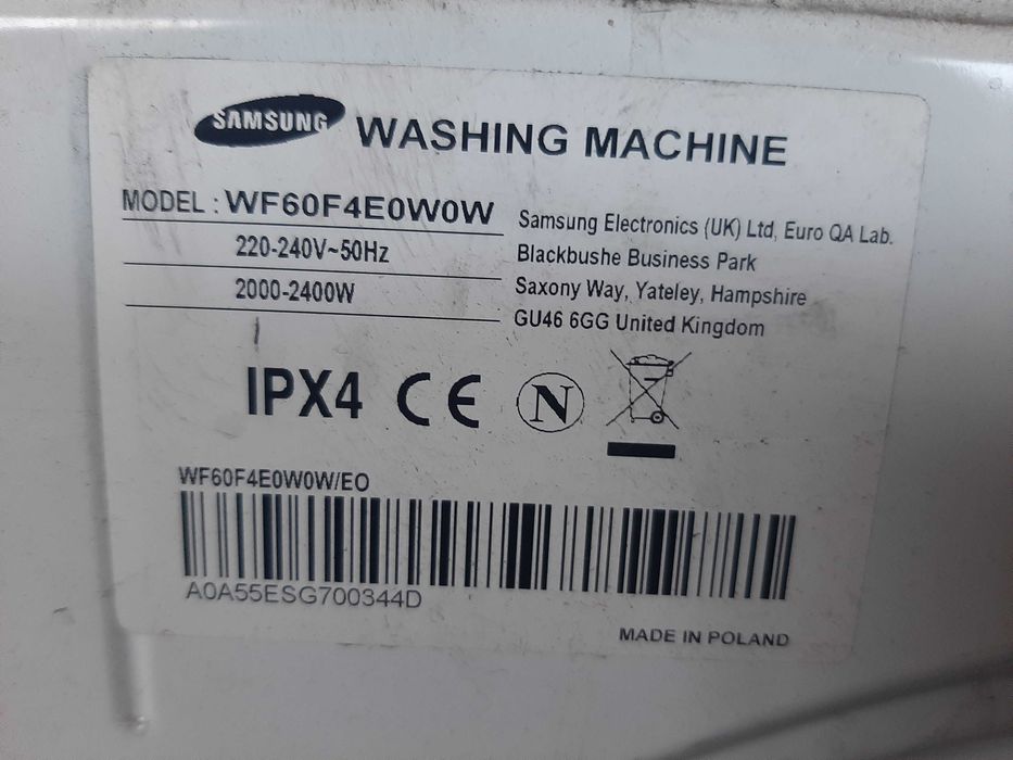 Części do pralki Samsung WF60F4E0W0W pompa płaszcz dozownik szuflada