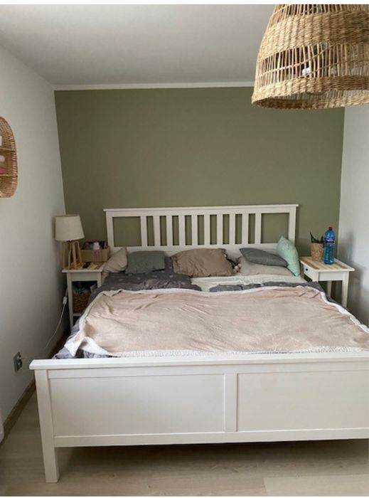 Hemnes łóżko podwójne rama + materac