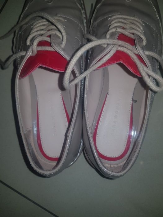 damskie skóra ZARA OXFORD Hearts platforma lakierki.Rozmiar 37.jak NOW