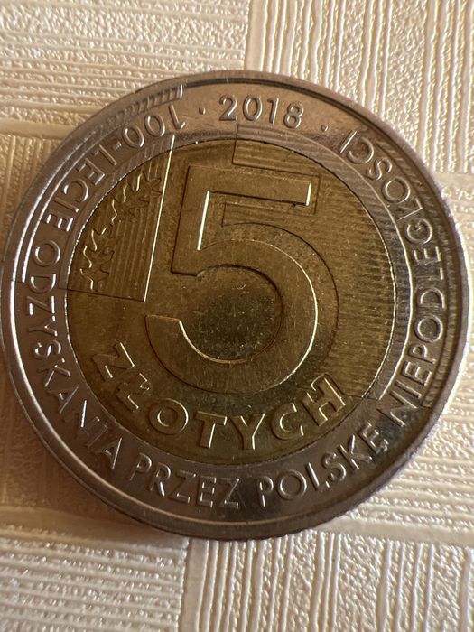 Moneta 5zl 100 lecie odzyskania niepodległości