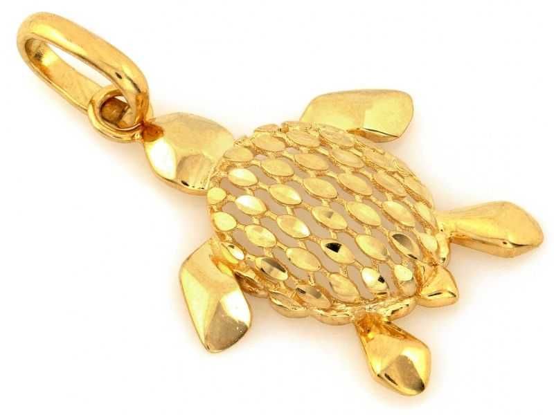 Przepiękny złoty wisiorek ŻÓŁW AŻUR pr.585