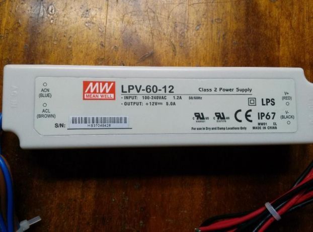 Блок питания герметичный Mean Well 60W 12V 5A IP67 LPV-60-12