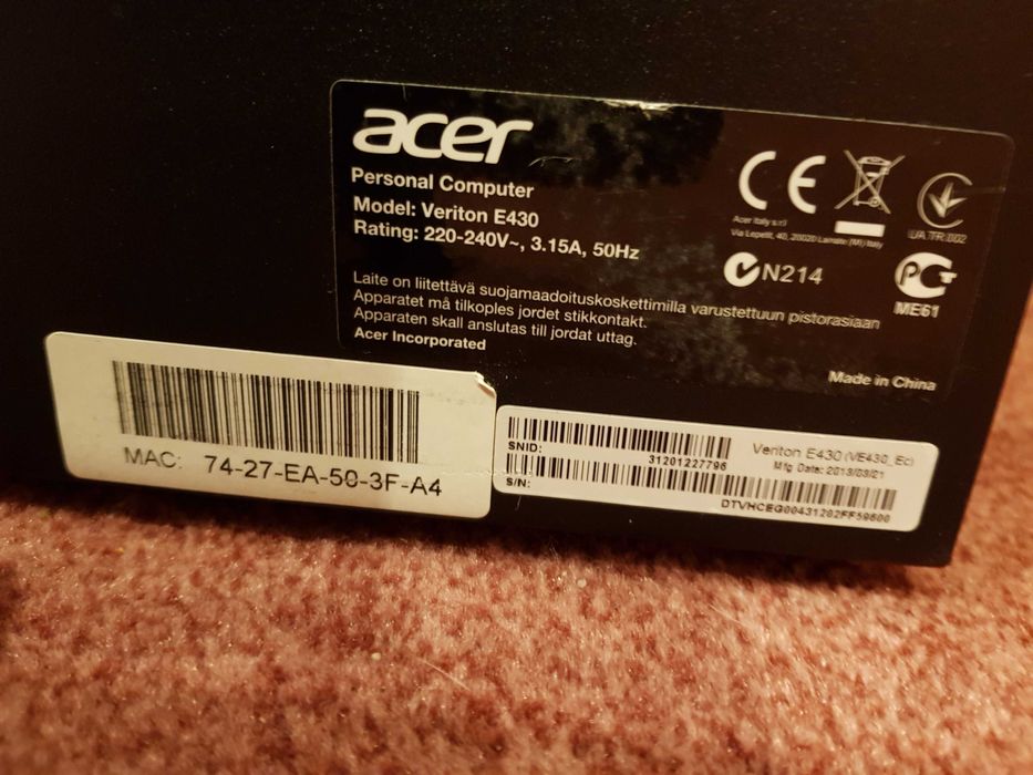 Acer Veriton komputer Core Duo i3